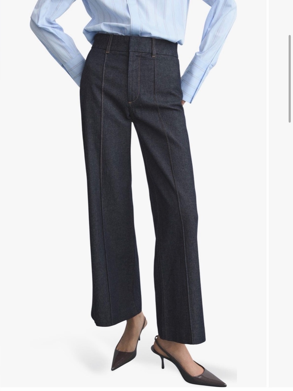 Mango High Waist Culotte Trouser Jeans Dark Denim Size 2